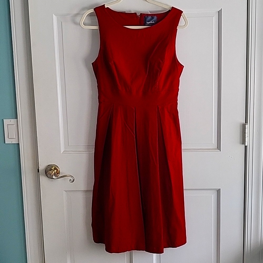 Modcloth Red Pleated Party Dress